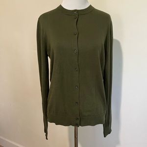 J. Crew Caryn long sleeve olive green stretch cotton cardigan
